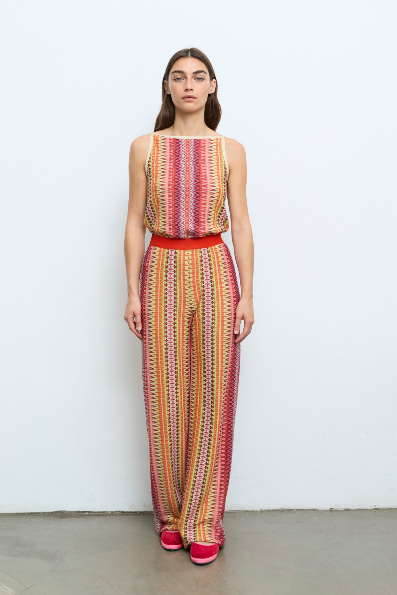 Aldo Martins  Aldo Martins - Shirt Retro Coral | Brightly Colored Shirt with Lurex by Aldo Martins