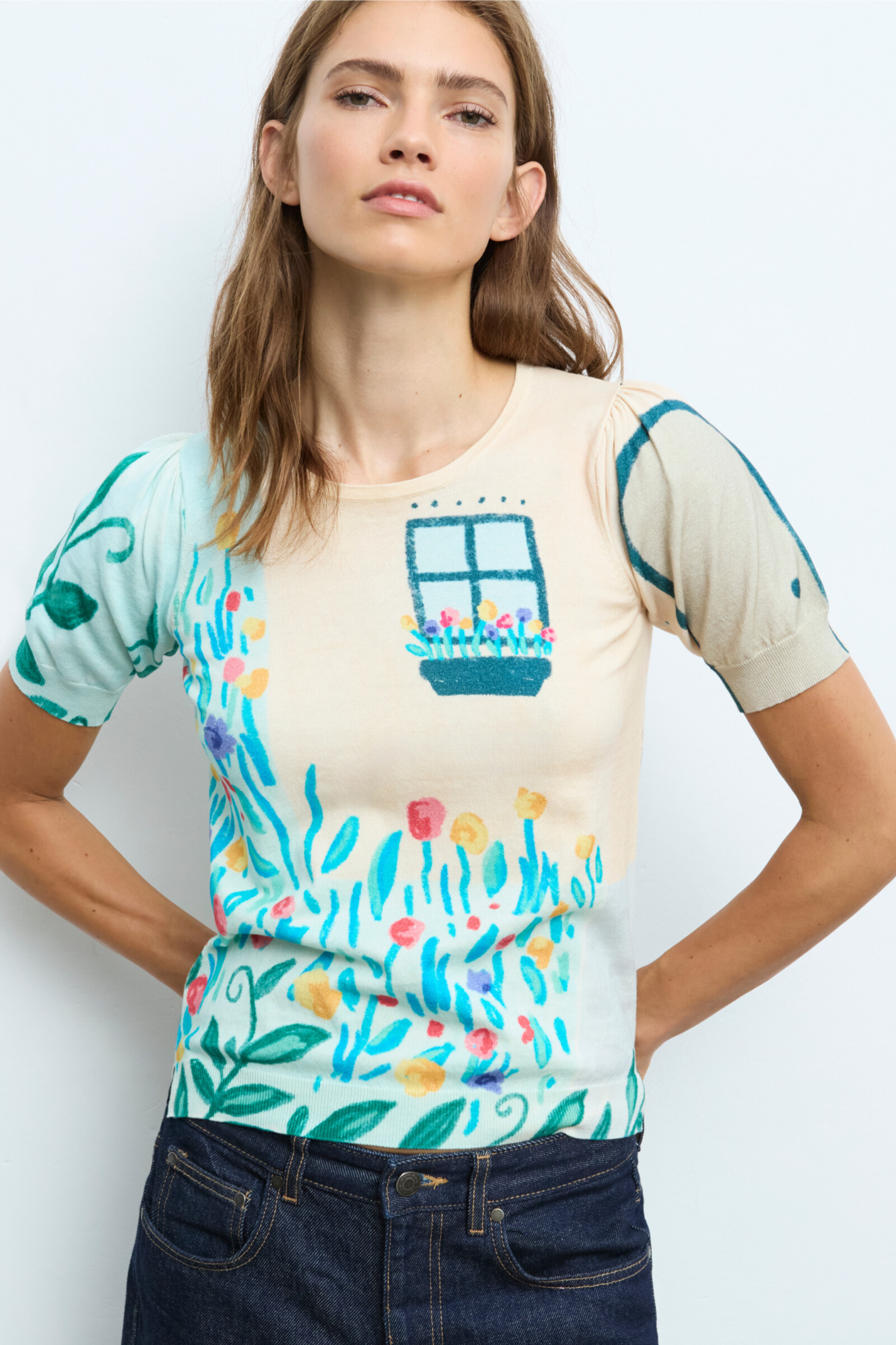 Aldo Martins  Aldo Martins - Shirt Window Light Green | Gebloemd Shirt van Katoen en Zijde