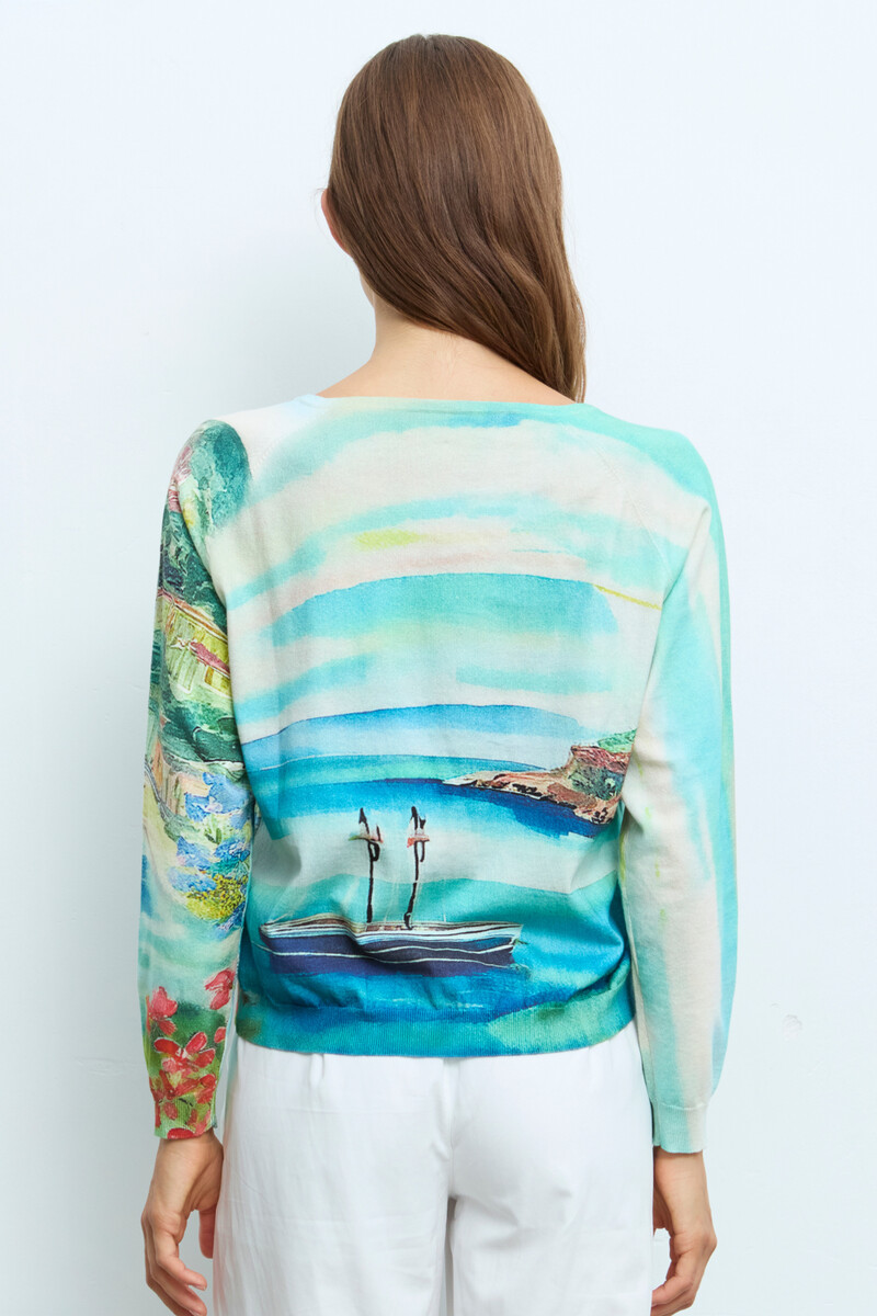 Aldo Martins - Sweater Village Blue | Pull Aldo Martins Idyllique en Coton et Soie