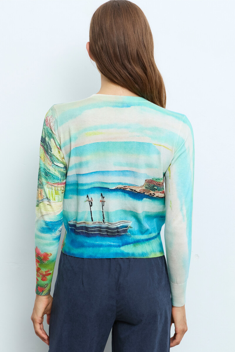 Aldo Martins - Cardigan Village Blue | Gilet Aldo Martins Idyllique en Coton et Soie