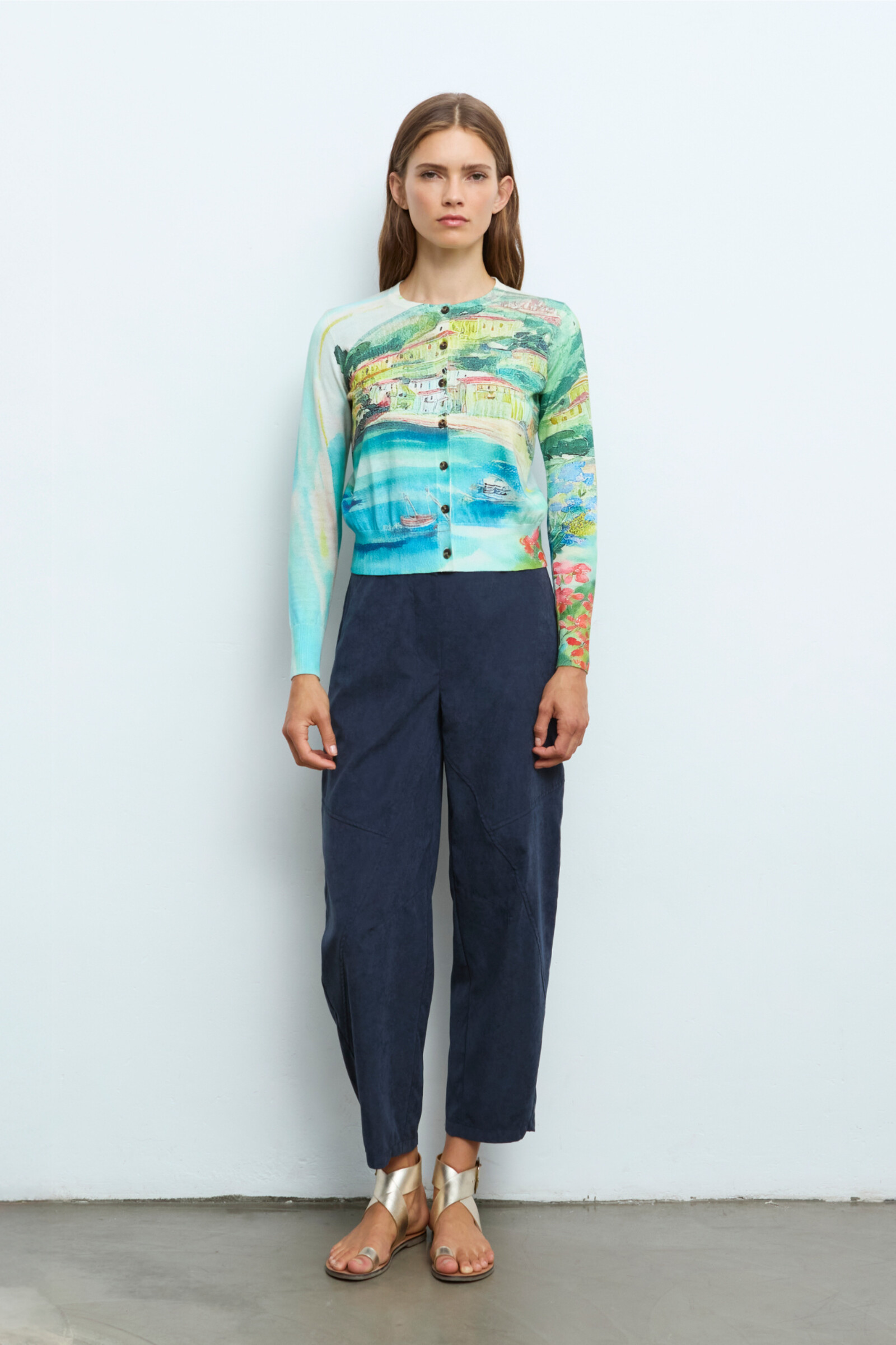 Aldo Martins  Aldo Martins - Cardigan Village Blue | Gilet Aldo Martins Idyllique en Coton et Soie