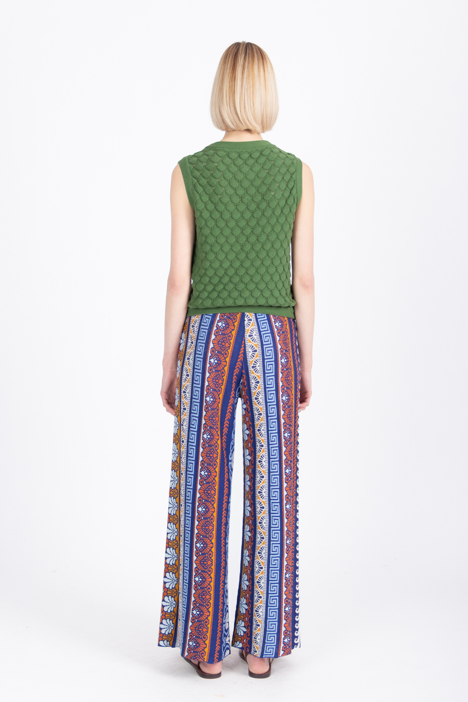 IVKO  Woman IVKO - Pants Mediterranean Pattern Marine | Mediterraanse Broek van Katoen en Linnen