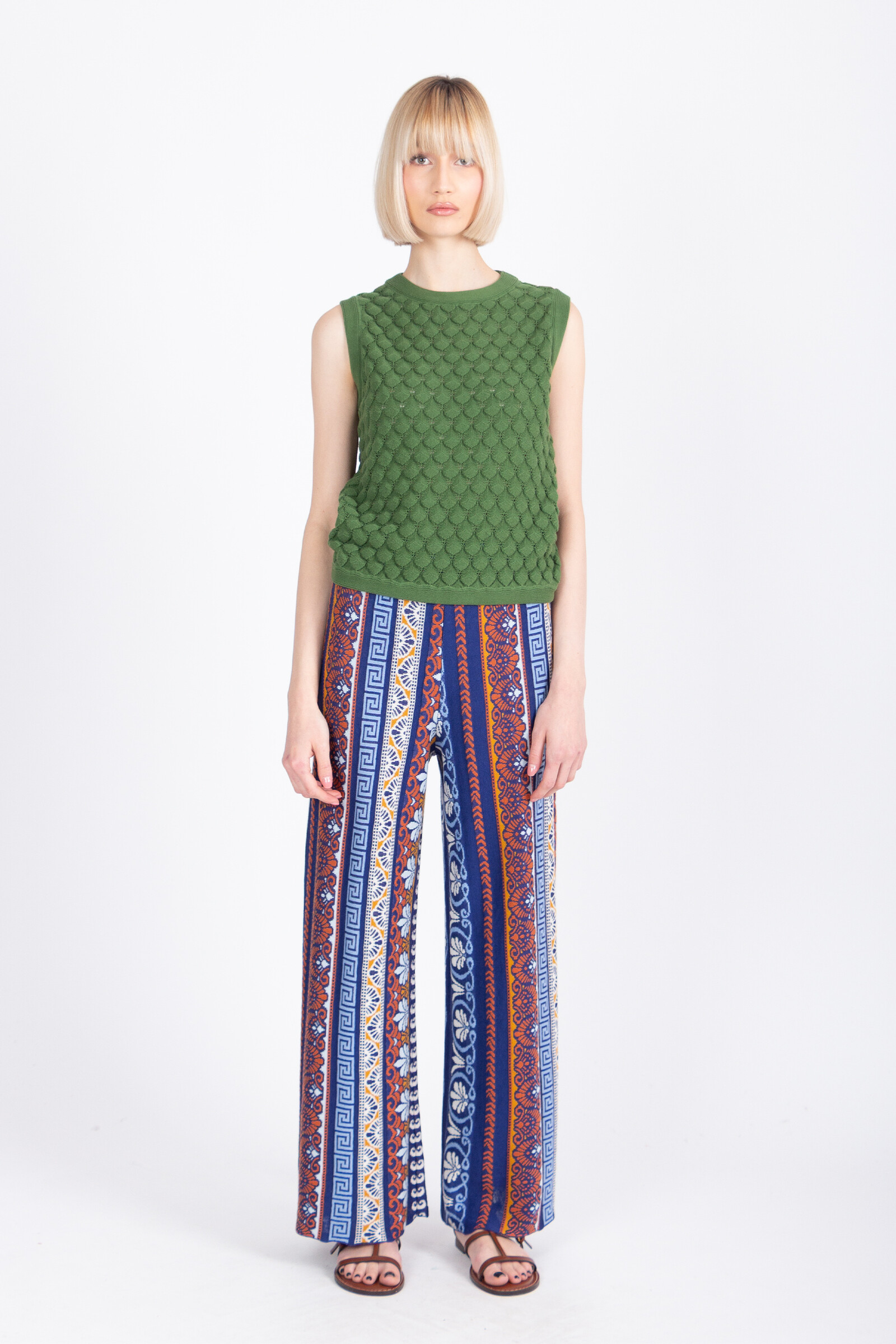 IVKO  Woman IVKO - Pants Mediterranean Pattern Marine | Mediterraanse Broek van Katoen en Linnen