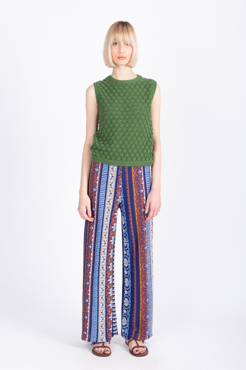 IVKO - Pants Mediterranean Pattern Marine | Mediterraanse Broek van Katoen en Linnen