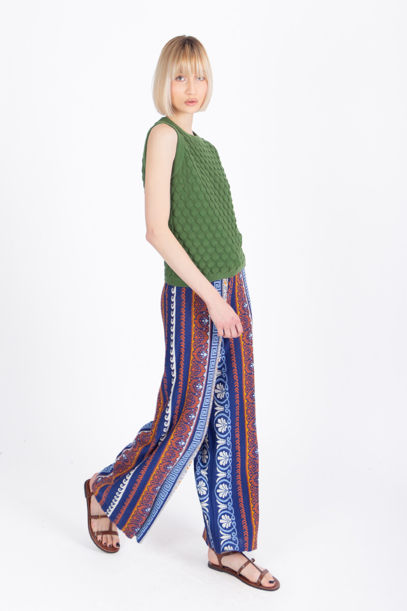 IVKO - Pants Mediterranean Pattern Marine | Mediterraanse Broek van Katoen en Linnen