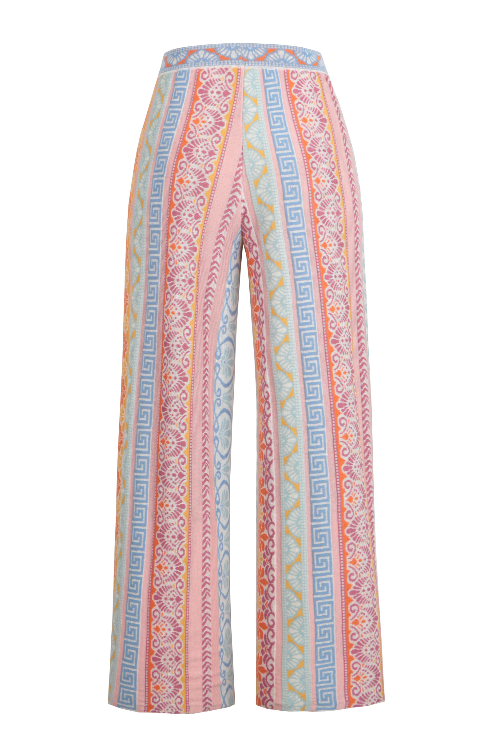 IVKO  Woman IVKO - Pants Mediterranean Pattern Light Pink | Mediterraanse Broek van Katoen en Linnen