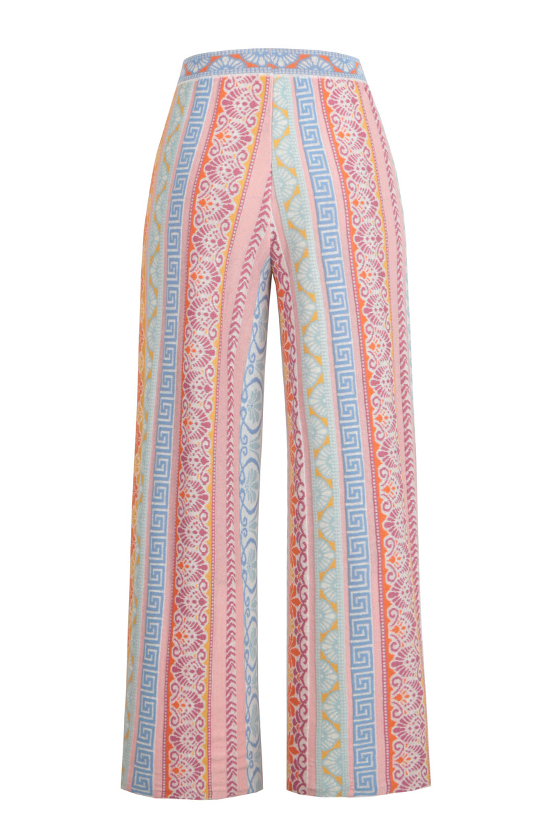 IVKO - Pants Mediterranean Pattern Light Pink | Mediterraanse Broek van Katoen en Linnen