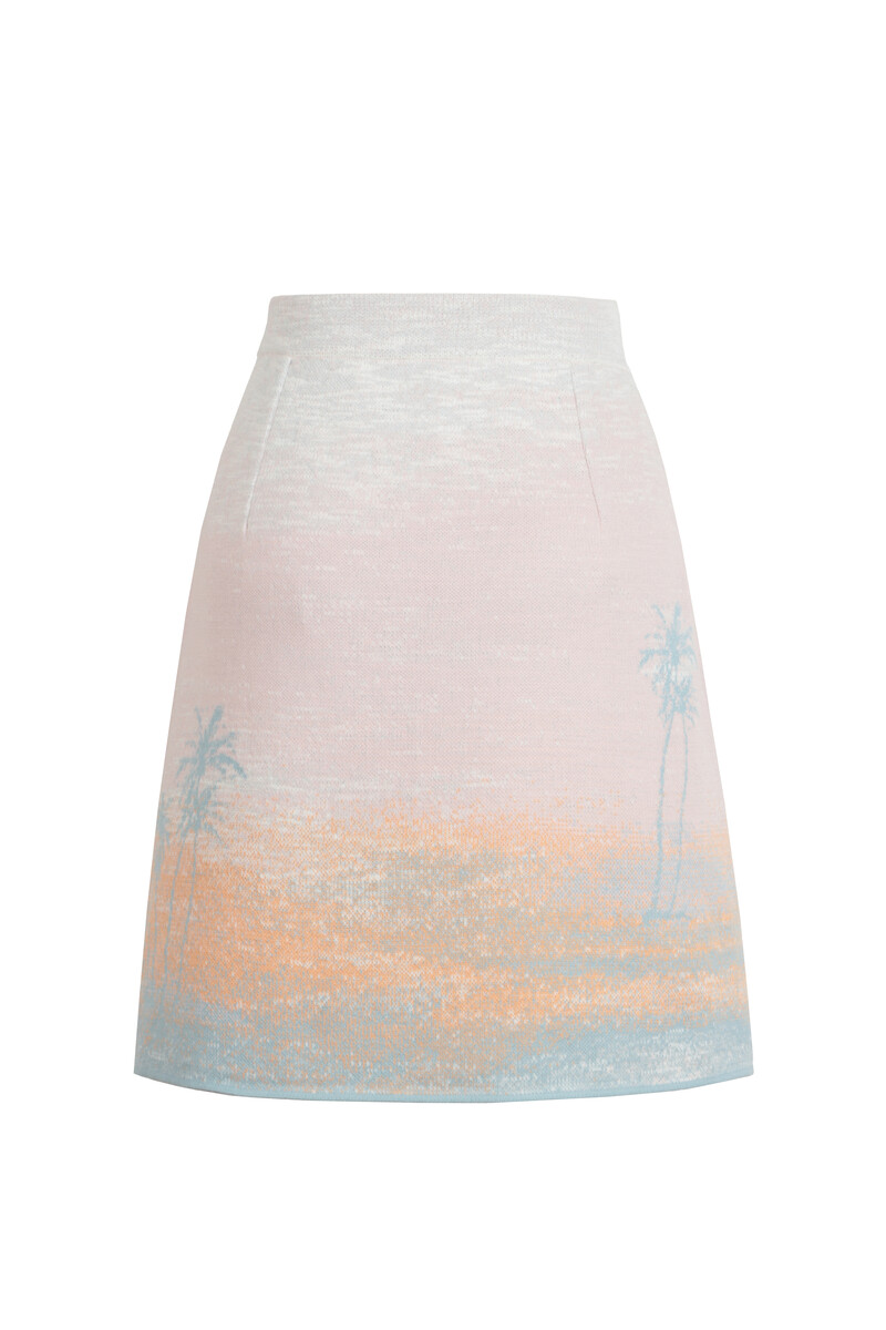IVKO - Jacquard Skirt Urban Sun Pattern Light Pink | Airy Mini Skirt with Elastic Waist