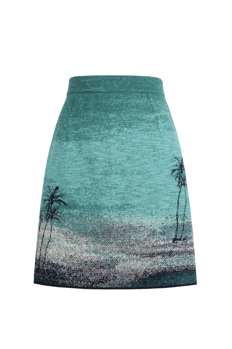 IVKO - Jacquard Skirt Urban Sun Pattern Marine | Airy Mini Skirt with Elastic Waist