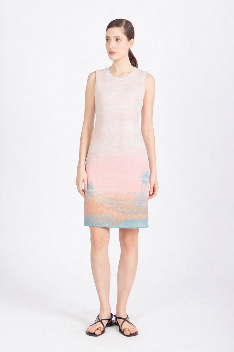 IVKO - Jacquard Dress Urban Sun Pattern Light Pink | Airy and Elegant Summer Dress