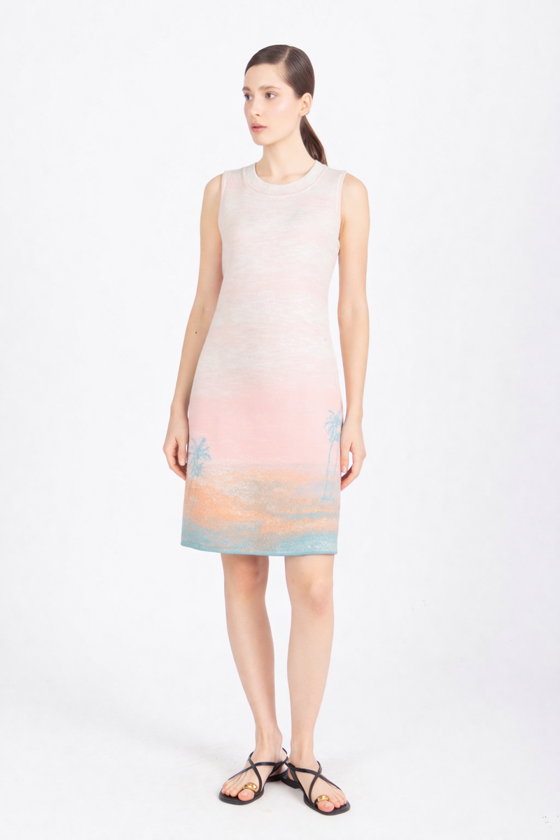 IVKO - Jacquard Dress Urban Sun Pattern Light Pink | Airy and Elegant Summer Dress