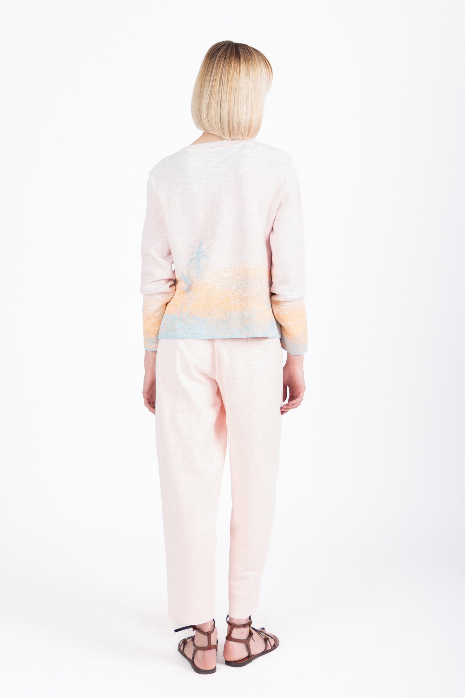 IVKO  Woman IVKO - Jacquard Cardigan Urban Sun Pattern Light Pink | Luchtig en Elegant Zomervest