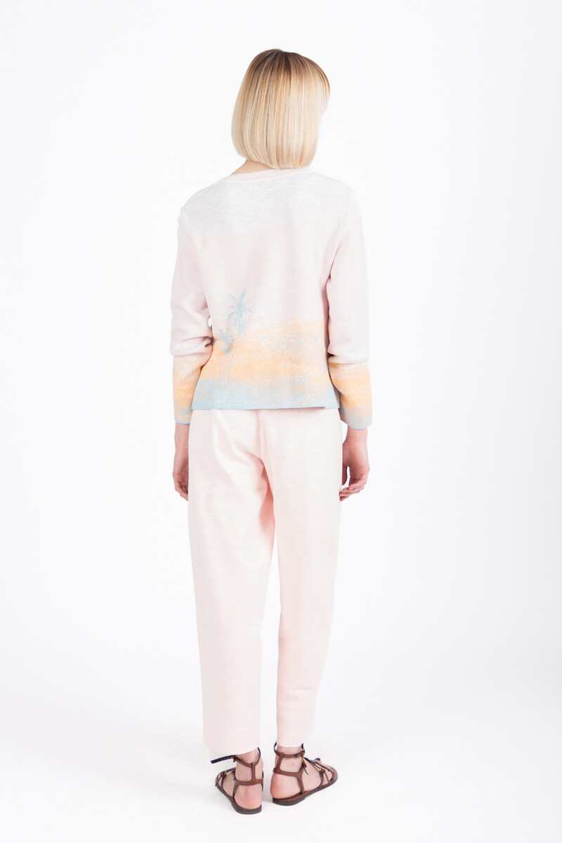 IVKO - Jacquard Cardigan Urban Sun Pattern Light Pink | Luchtig en Elegant Zomervest