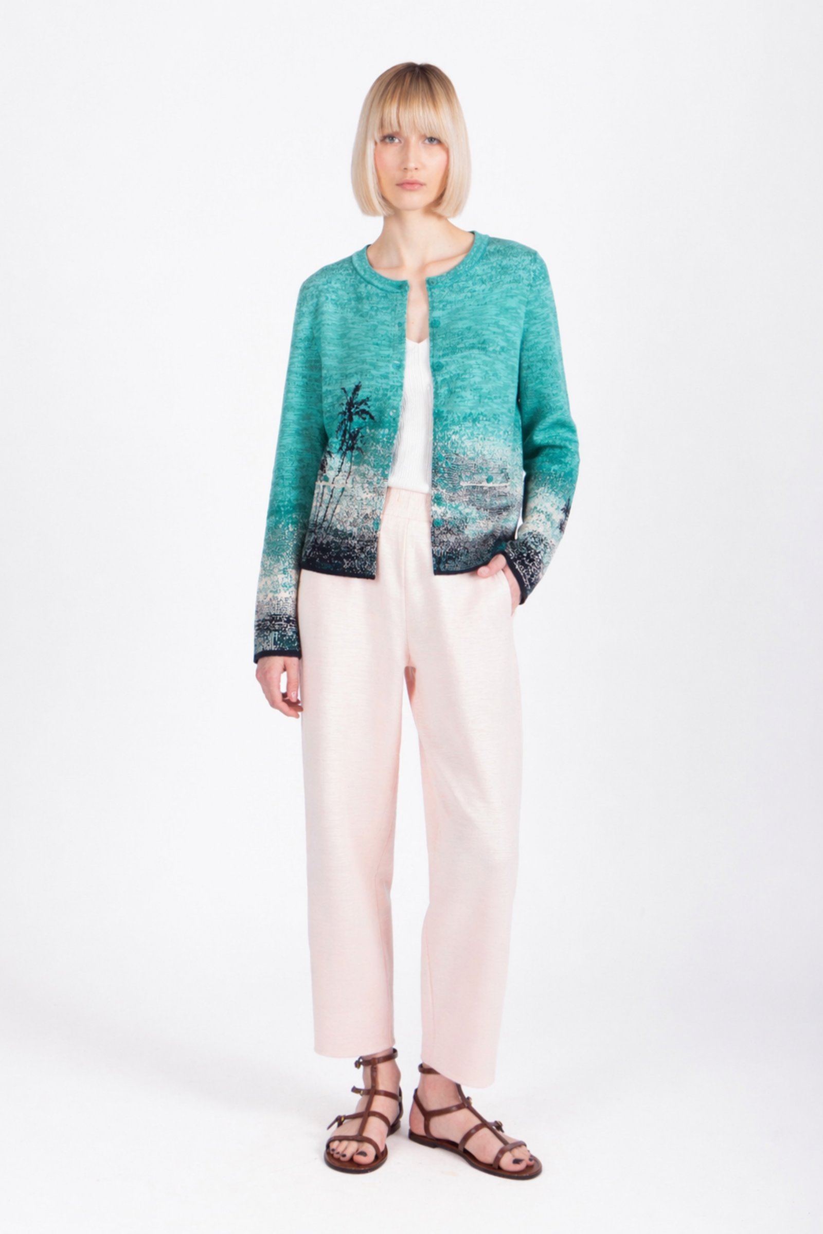 IVKO  Woman IVKO - Jacquard Cardigan Urban Sun Pattern Marine | Luchtig en Elegant Zomervest