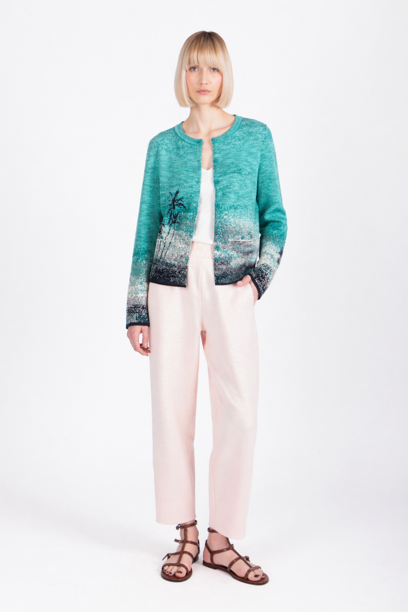 IVKO - Jacquard Cardigan Urban Sun Pattern Marine | Luchtig en Elegant Zomervest