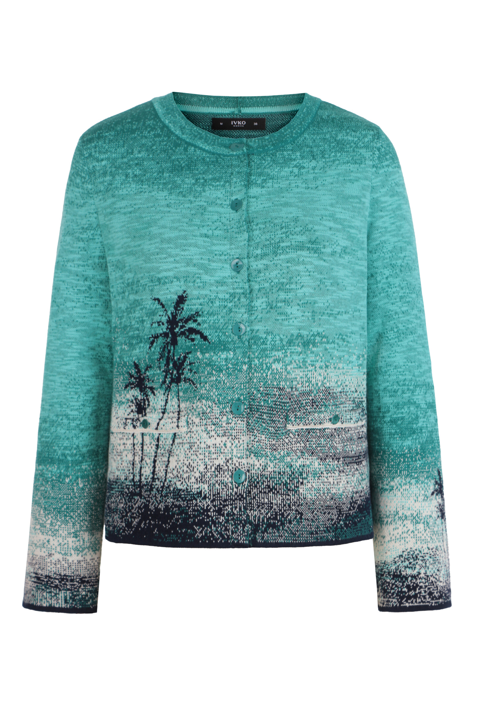 IVKO  Woman IVKO - Jacquard Cardigan Urban Sun Pattern Marine | Luchtig en Elegant Zomervest