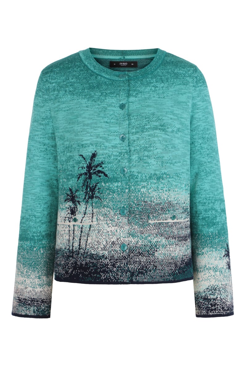 IVKO - Jacquard Cardigan Urban Sun Pattern Marine | Luchtig en Elegant Zomervest
