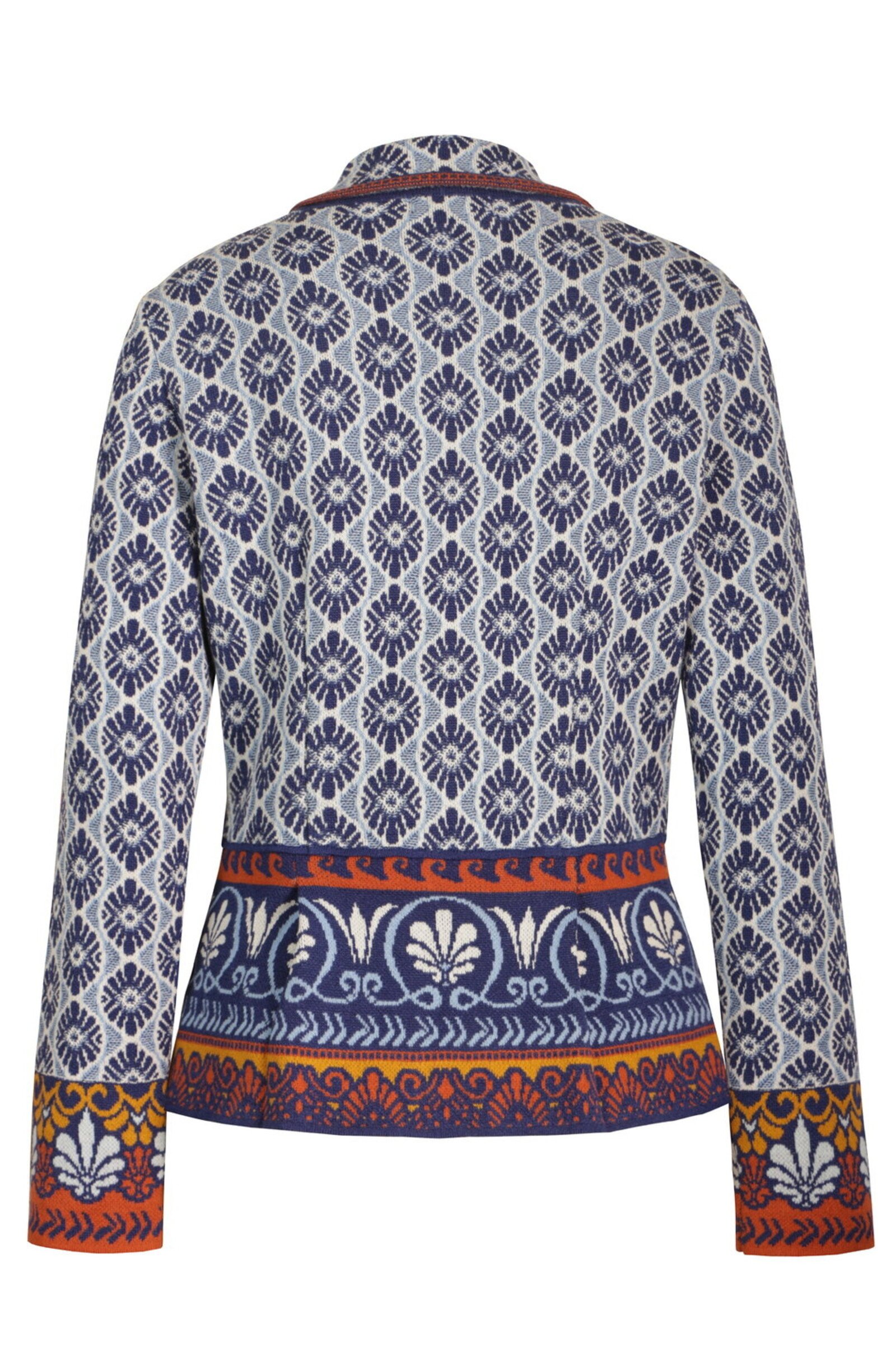 IVKO  Woman IVKO - Jacket with Lapels Mediterranean Pattern Marine | Mediterraans Vest met Revers van Katoen en Linnen