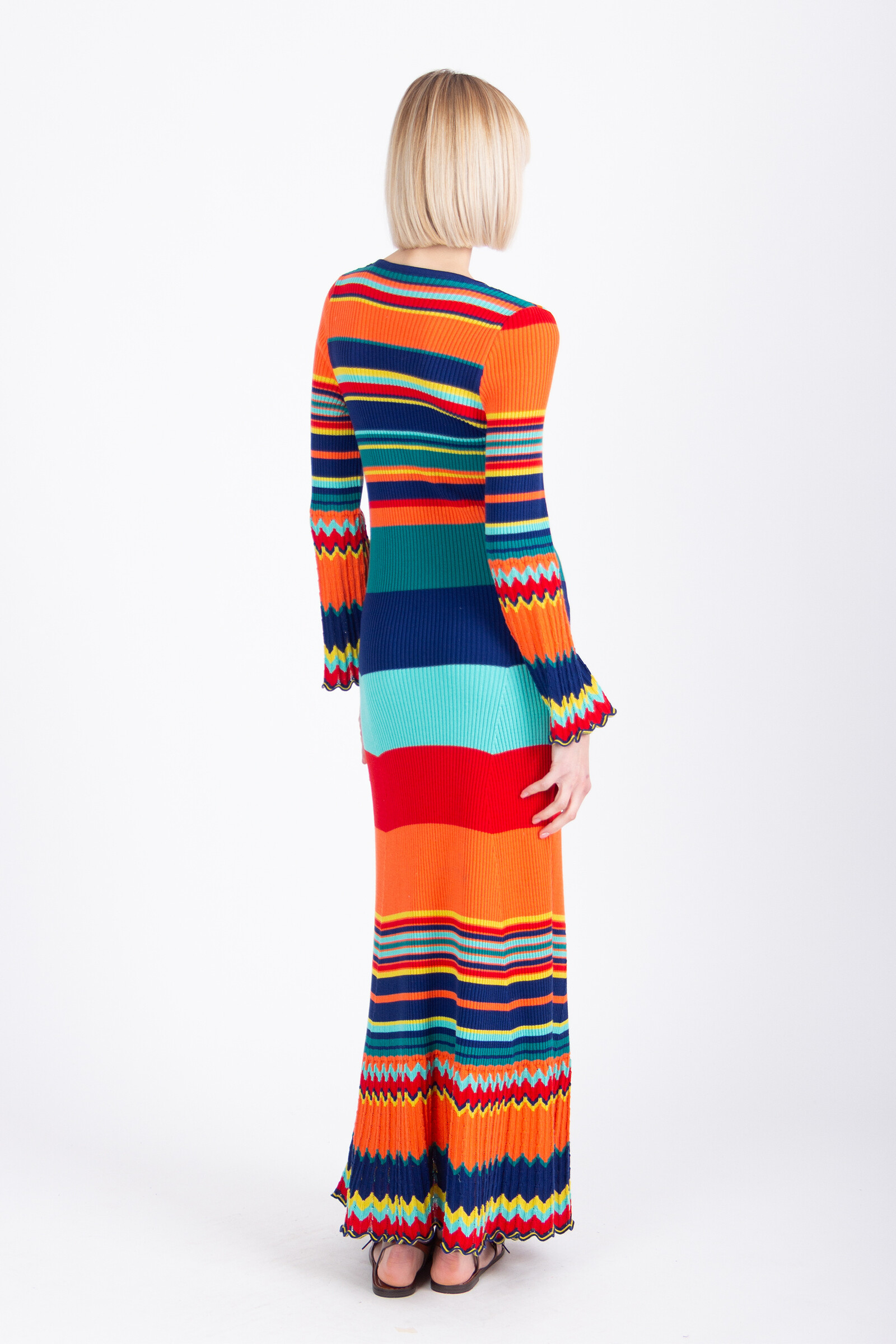 IVKO  Woman IVKO - Long Ribbed Dress Stripe Pattern Ink | Sensationele Zomerjurk van 100% Katoen