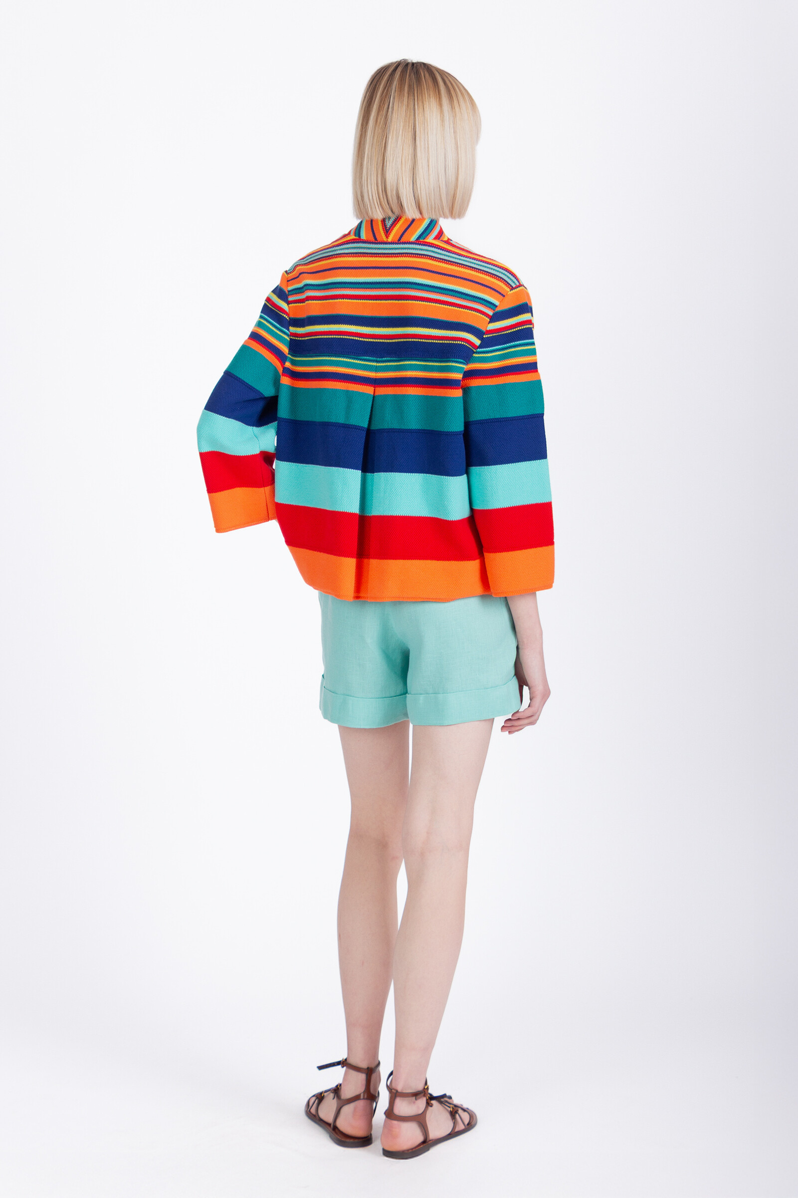 IVKO  Woman IVKO - Cardigan with Back Pleat Stripe Pattern Ink | Sensationeel Zomervest van 100% Katoen