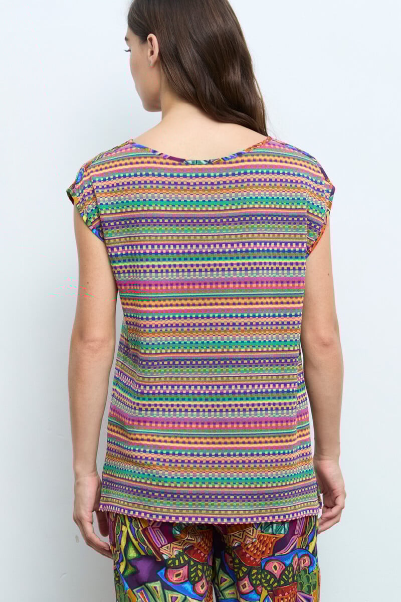 Cap Juluca A New Story Aldo Martins - Shirt Geometric Pattern Multicolor | Speels Shirt van Bamboe en Katoen