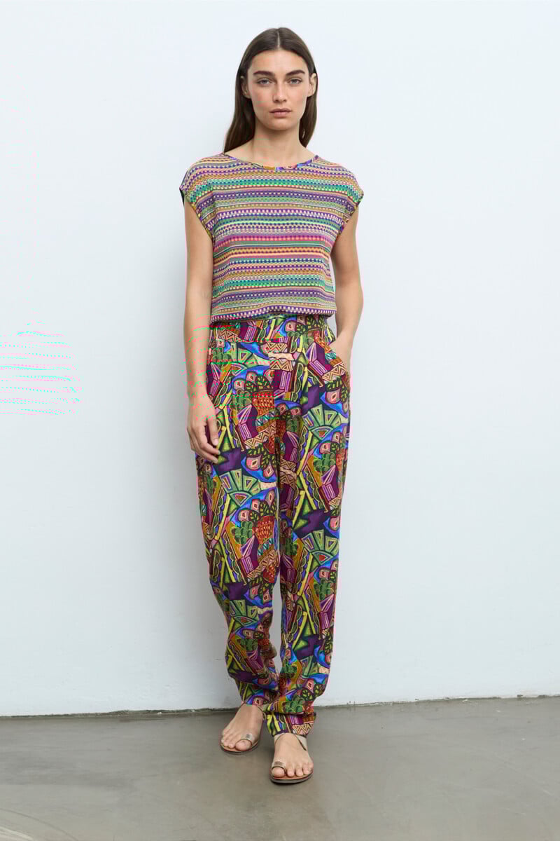 Cap Juluca A New Story Aldo Martins - Shirt Geometric Pattern Multicolor | Speels Shirt van Bamboe en Katoen