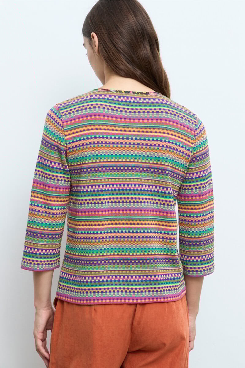 Cap Juluca A New Story Aldo Martins - Cardigan Geometric Pattern Multicolor | Speels Vest van Bamboe en Katoen