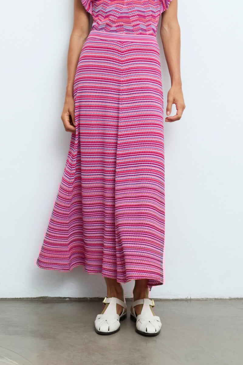 Aldo Martins - Skirt Diagonal Pattern Coral | Magnifieke Rok in Zomerse Tinten