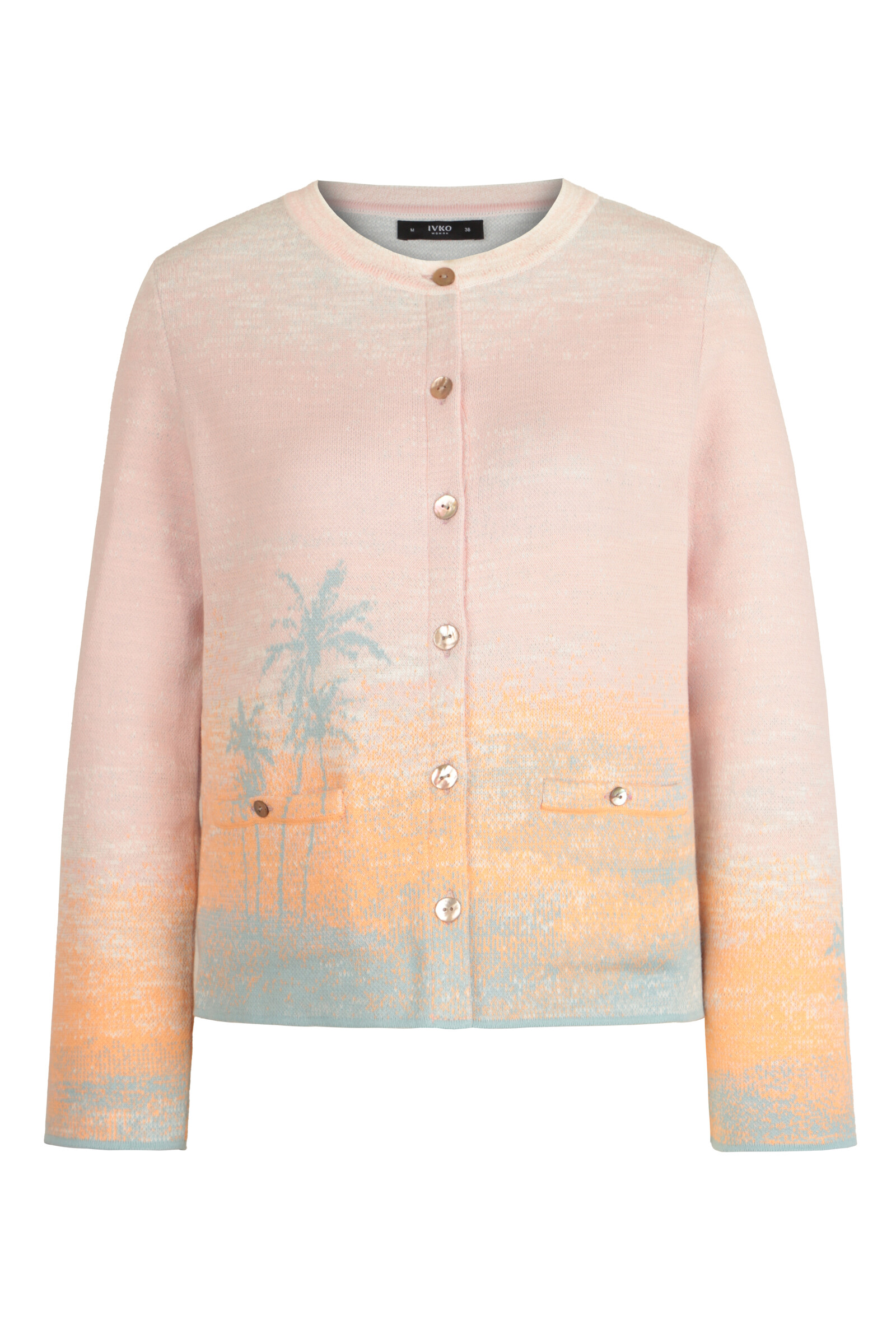 IVKO  Woman IVKO - Jacquard Cardigan Urban Sun Pattern Light Pink | Luftige und Elegante Sommerstrickjacke