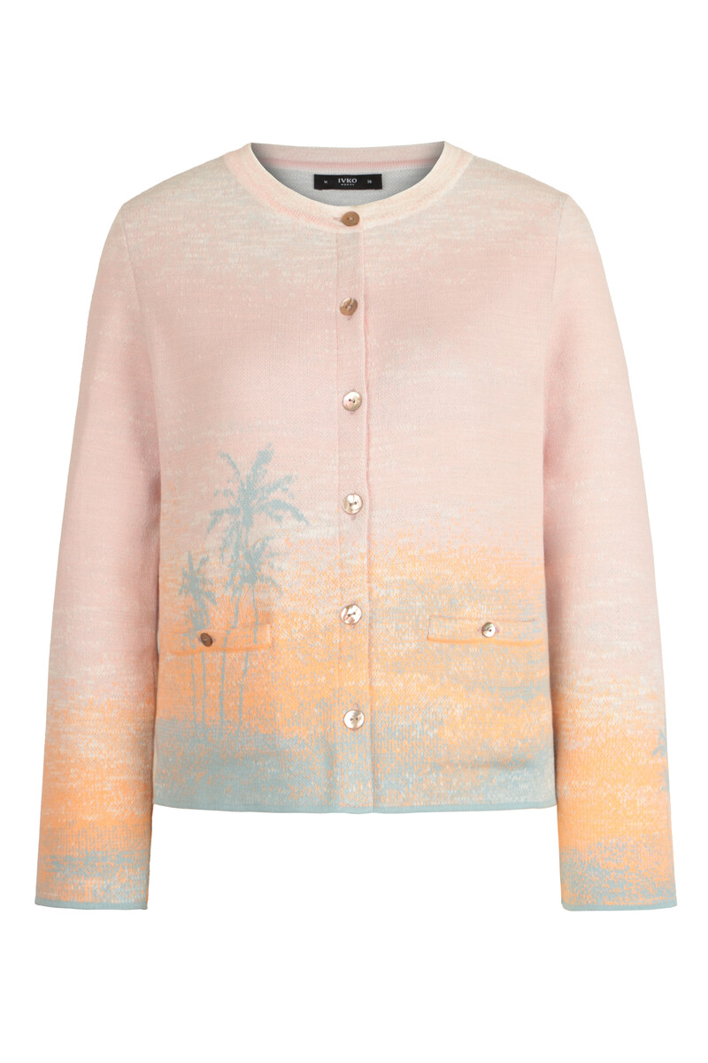 IVKO - Jacquard Cardigan Urban Sun Pattern Light Pink | Luftige und Elegante Sommerstrickjacke