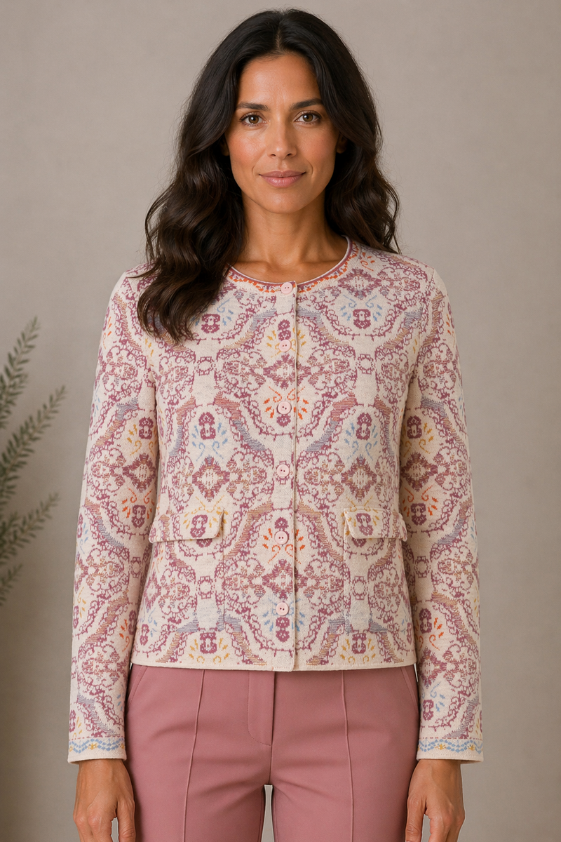 IVKO - Jacket with Pockets Ornament Pattern Light Pink | Zomers Jasje met Zakken