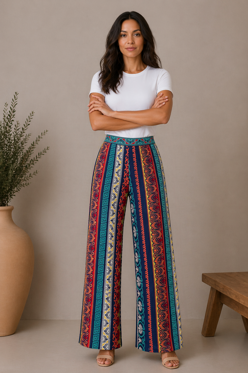 IVKO - Pants Mediterranean Pattern Ink | Pantalon Méditerranéen en Coton et Lin