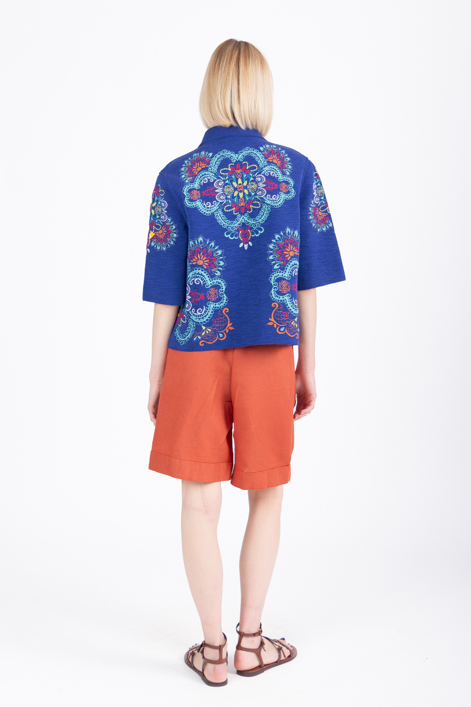 IVKO  Woman IVKO - Jacket with Embroidery Ornament Pattern Ink | Blaue Jacke mit Bunter Stickerei