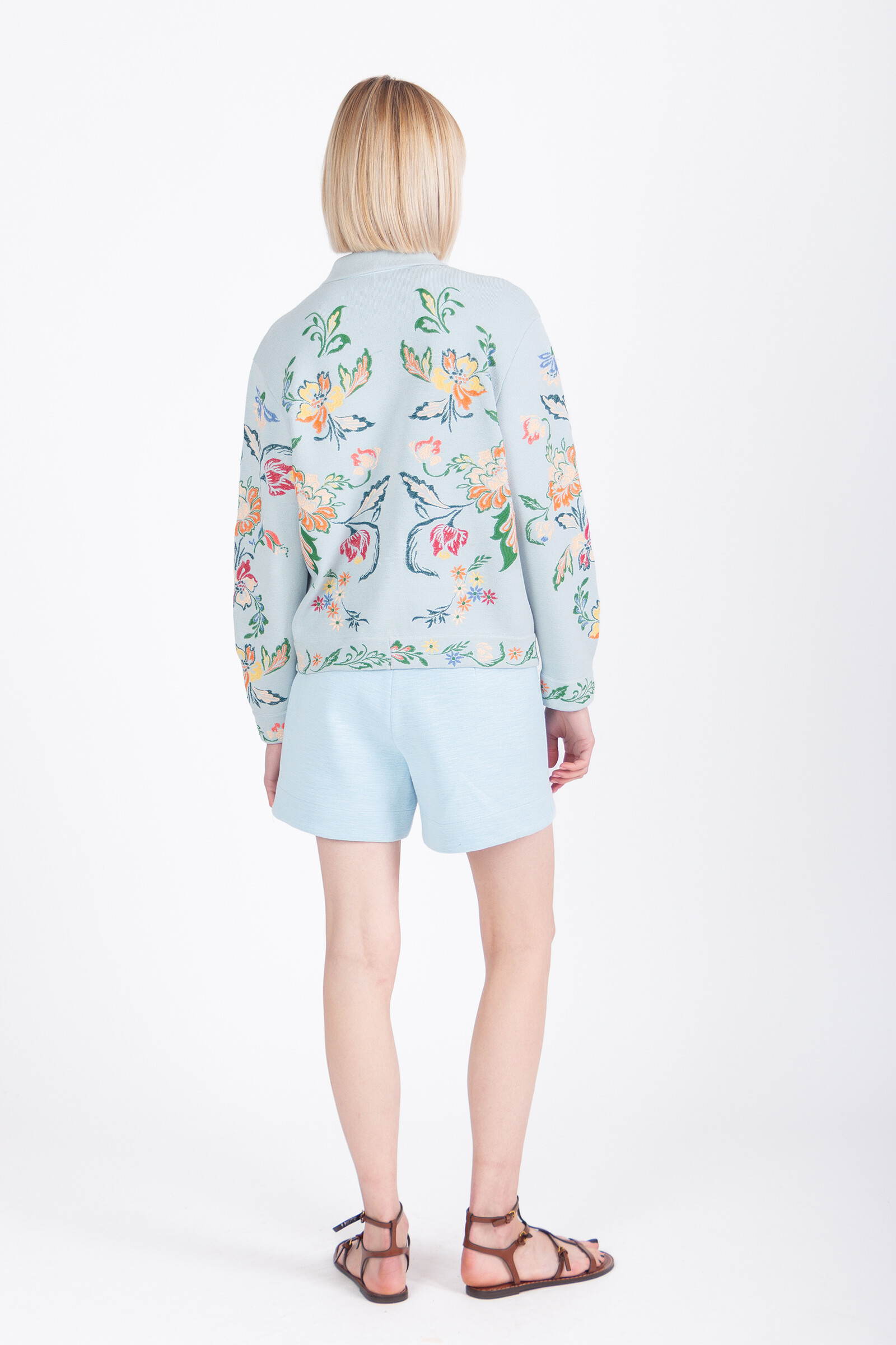 IVKO  Woman IVKO - Jacket with Embroidery Floral Pattern Sky | Blue Jacket with Colorful Embroidery