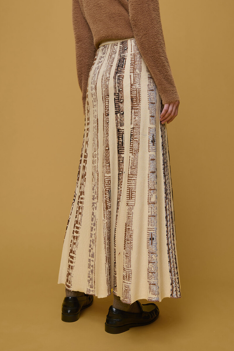 Aldo Martins - Striped Skirt Vanilla | Elegante en Comfortabele Rok in Aardetinten