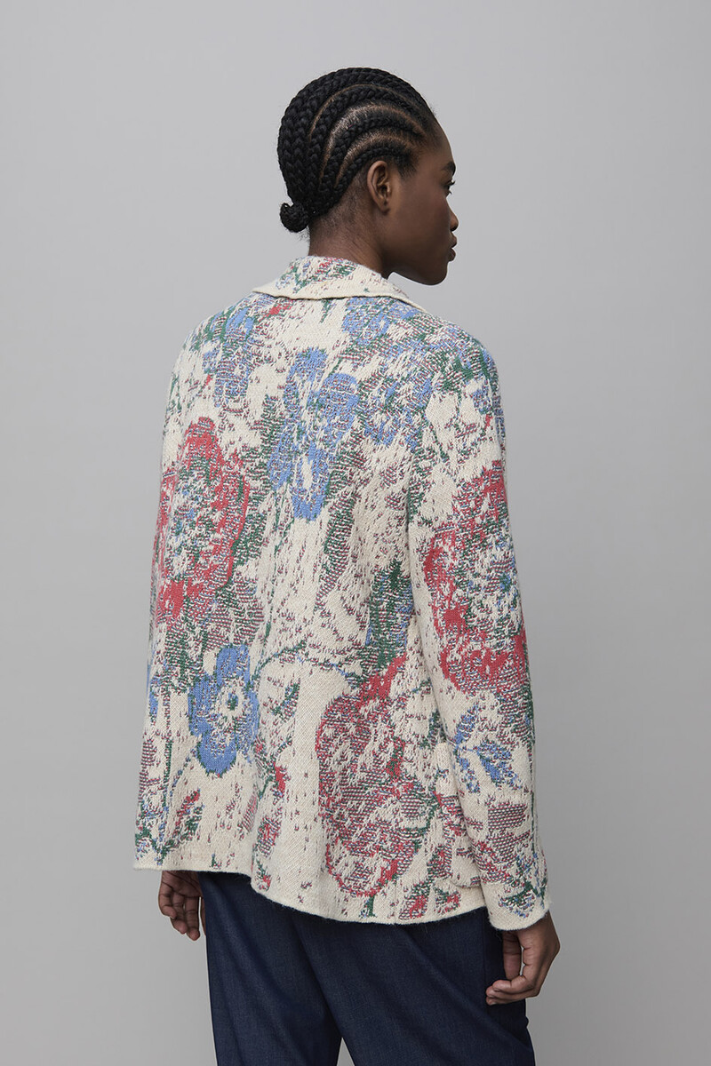 Aldo Martins - Flowered Blazer Vanilla | Romantisch Jasje van Extrafijne Wol