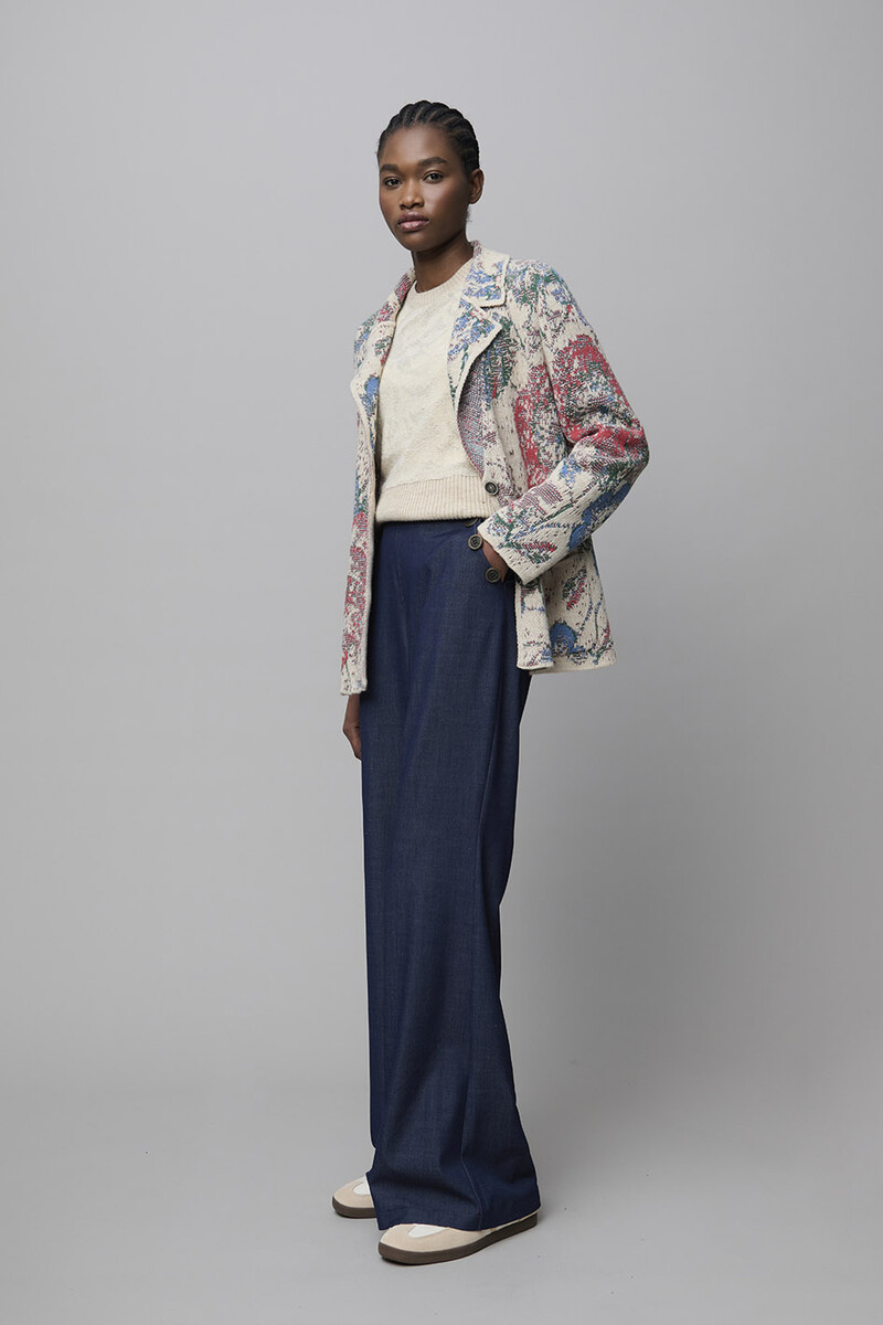 Aldo Martins - Flowered Blazer Vanilla | Romantisch Jasje van Extrafijne Wol