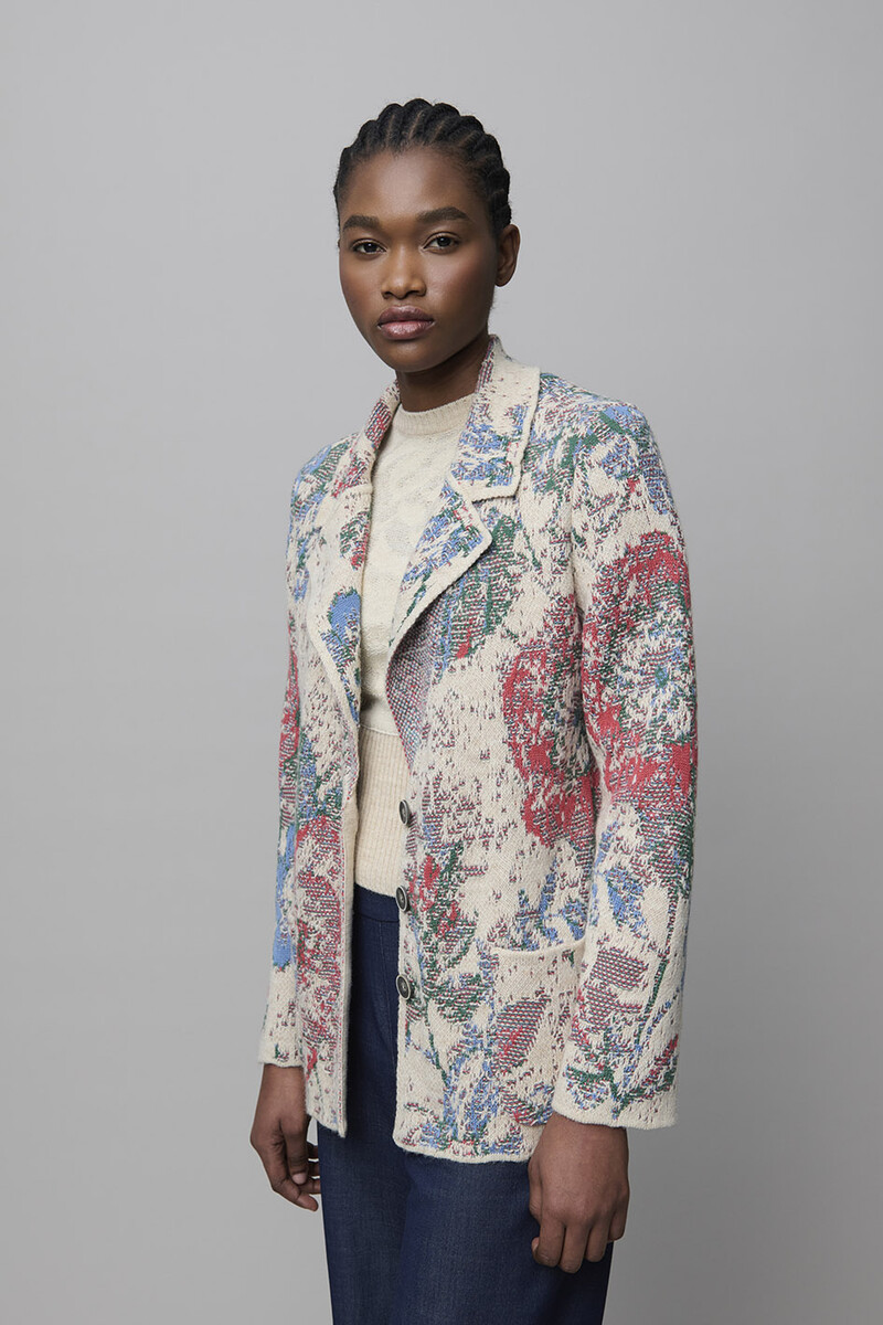 Aldo Martins - Flowered Blazer Vanilla | Romantisch Jasje van Extrafijne Wol