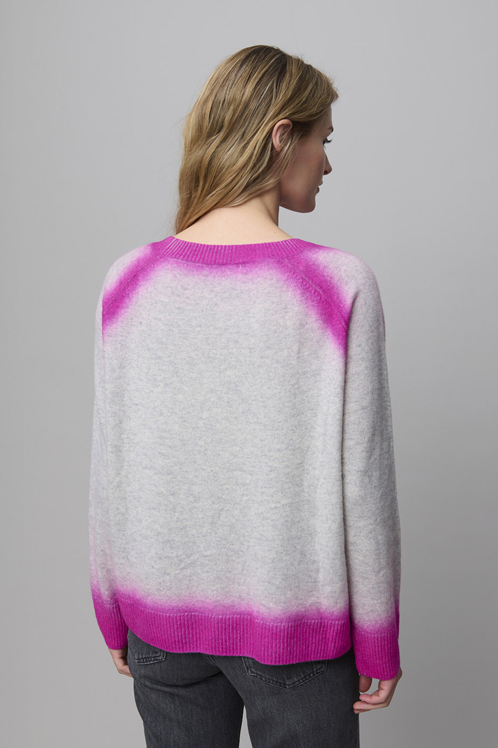 Aldo Martins  Aldo Martins - Airbrushed Sweater Grey | Speelse Fijngebreide Trui van Merinowol en Kasjmier