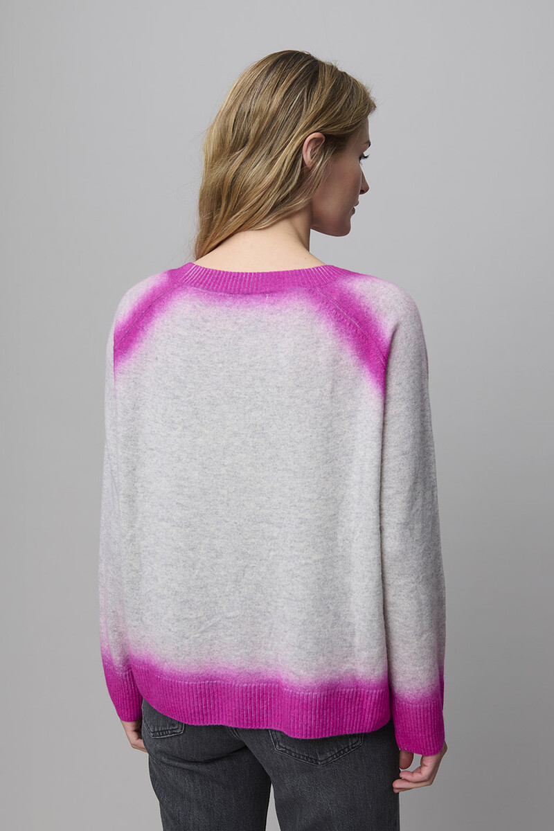 Aldo Martins - Airbrushed Sweater Grey | Speelse Fijngebreide Trui van Merinowol en Kasjmier