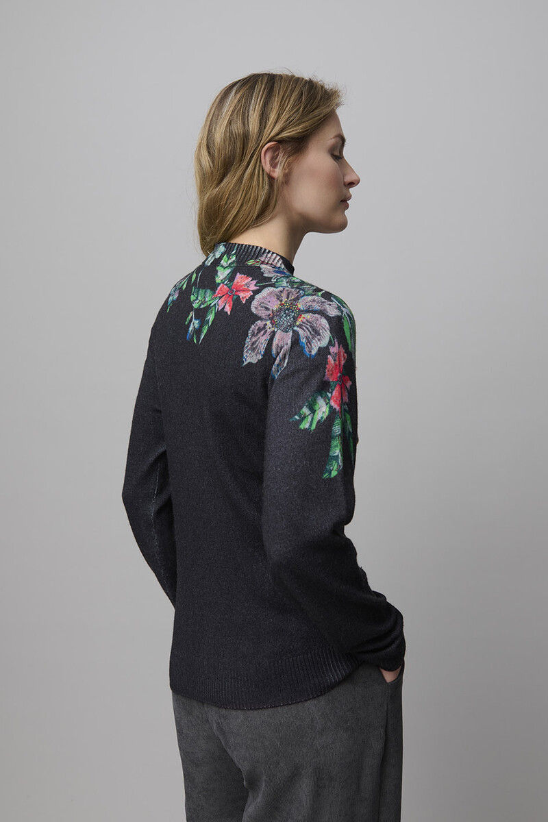 Aldo Martins - Embroidered Cardigan Black | Geraffineerd Fijngebreid Vest van Merinowol en Kasjmier