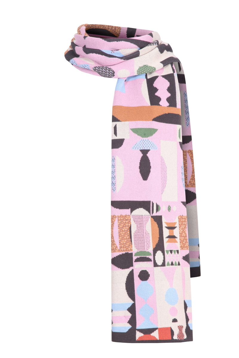 IVKO - Scarf Abstract Geometry Chocolate | Indrukwekkende Sjaal van 100% Katoen met Geometrische Patronen
