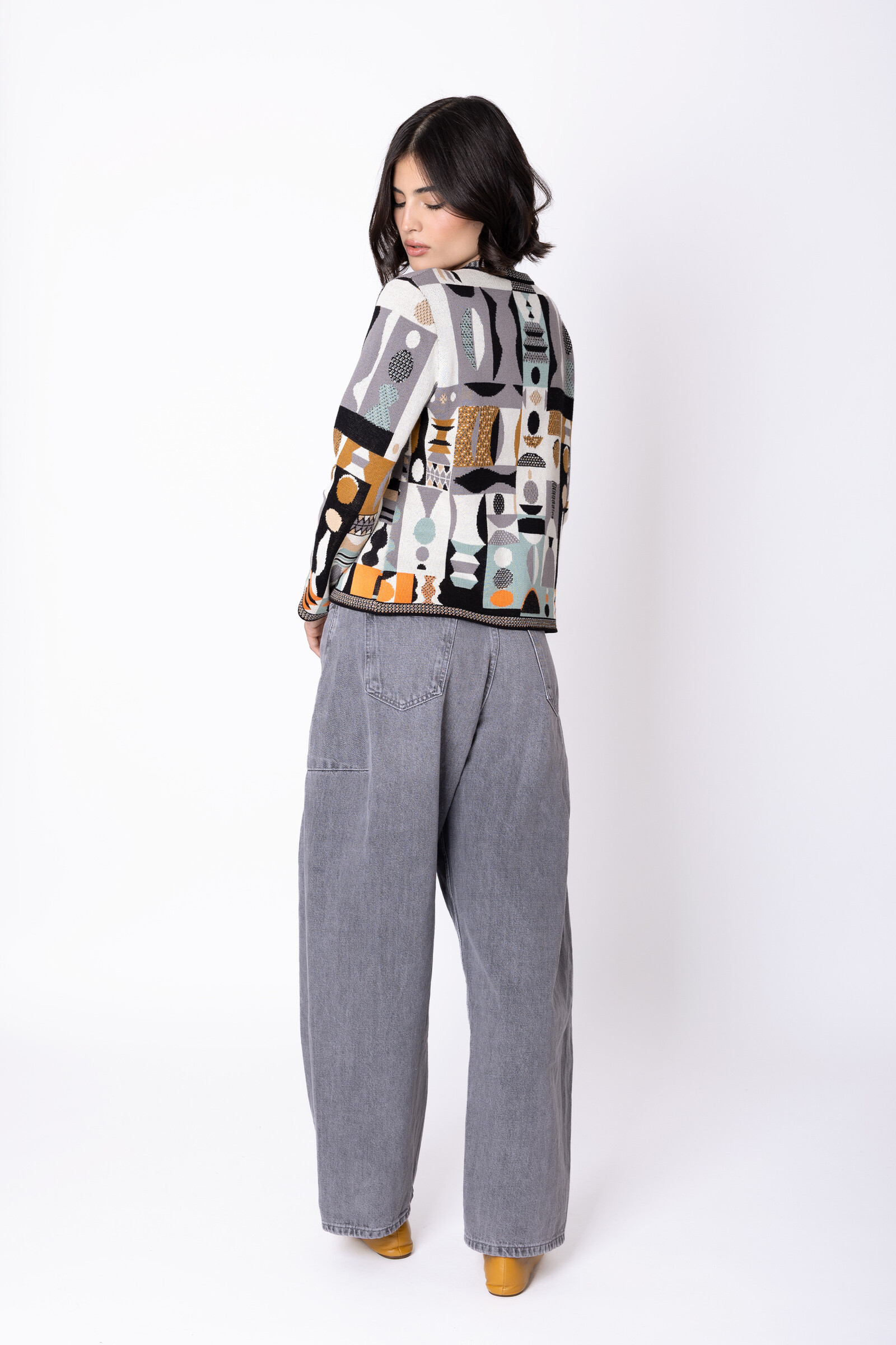 IVKO  Woman IVKO - Cardigan Abstract Geometry Black | Fantastisch Vest van 100% Katoen met Geometrische Patronen