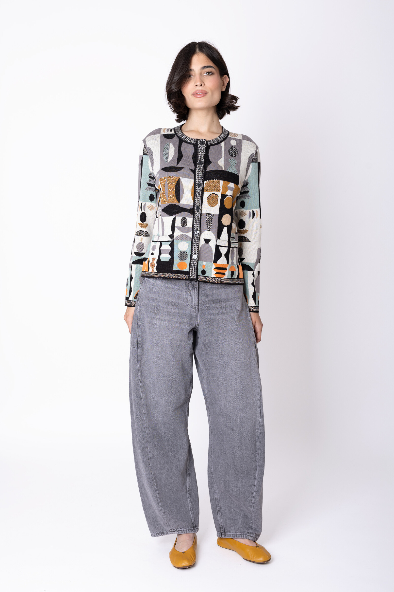 IVKO  Woman IVKO - Cardigan Abstract Geometry Black | Fantastisch Vest van 100% Katoen met Geometrische Patronen
