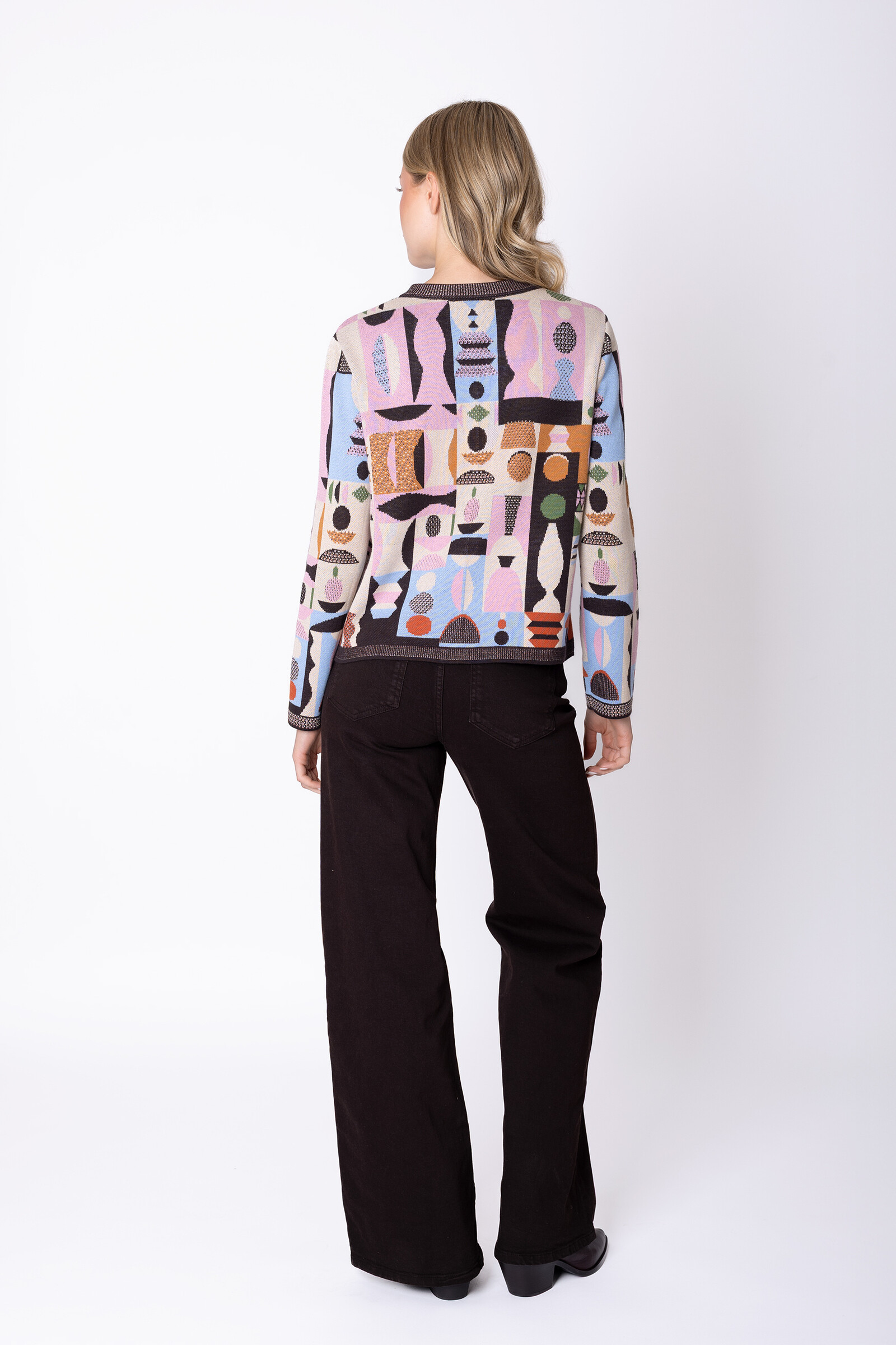 IVKO  Woman IVKO - Cardigan Abstract Geometry Chocolate | Fantastisch Vest van 100% Katoen met Geometrische Patronen