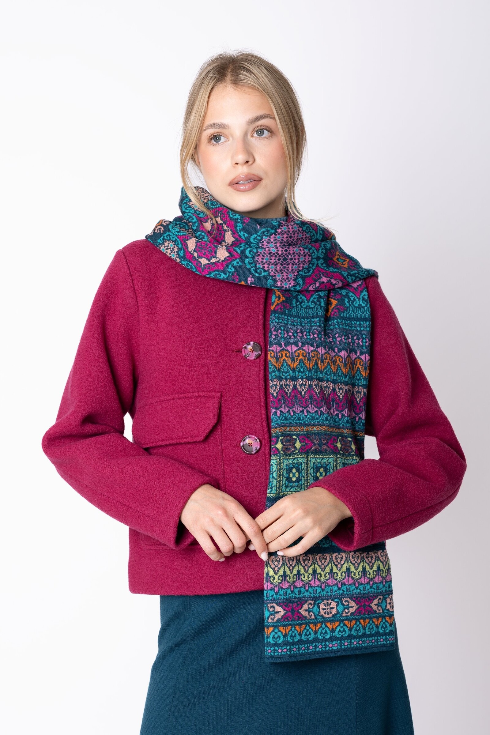 IVKO  Woman IVKO - Knit Scarf Azulejo Petrol | Ikonischer Schal aus 100 % Wolle mit Portugiesischen Mustern
