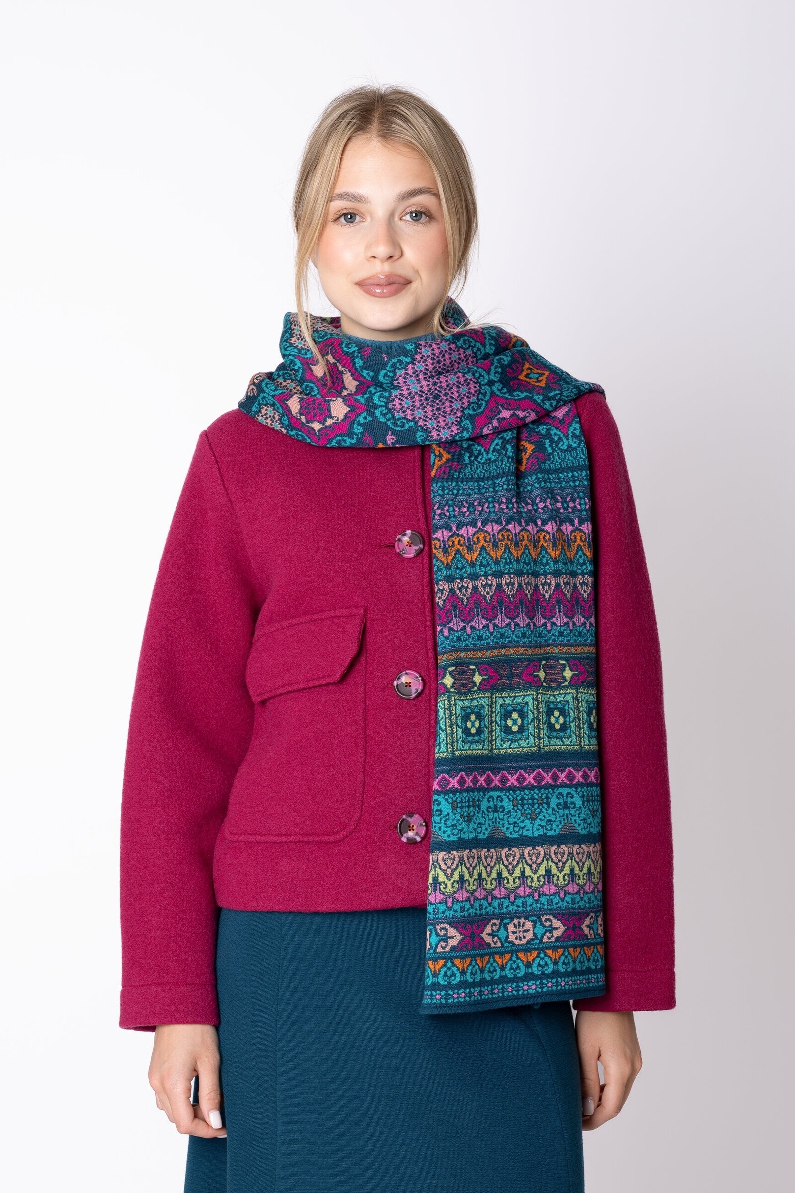 IVKO  Woman IVKO - Knit Scarf Azulejo Petrol | Iconische Sjaal van 100% Wol met Portugese Patronen