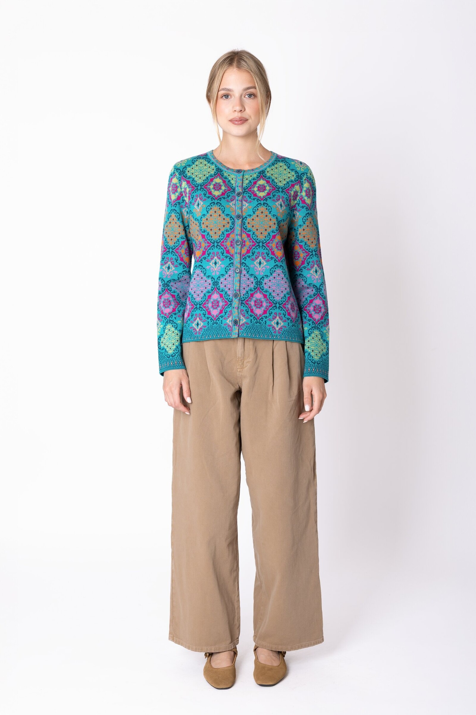 IVKO  Woman IVKO - Cardigan Azulejo Adria | Prachtig Vest van 100% Wol met Portugese Motieven