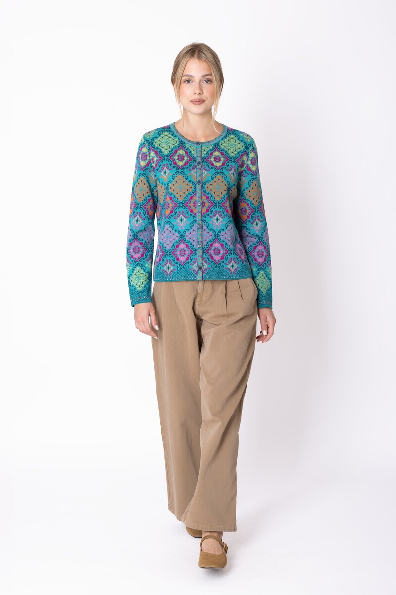 IVKO - Cardigan Azulejo Adria | Prachtig Vest van 100% Wol met Portugese Motieven