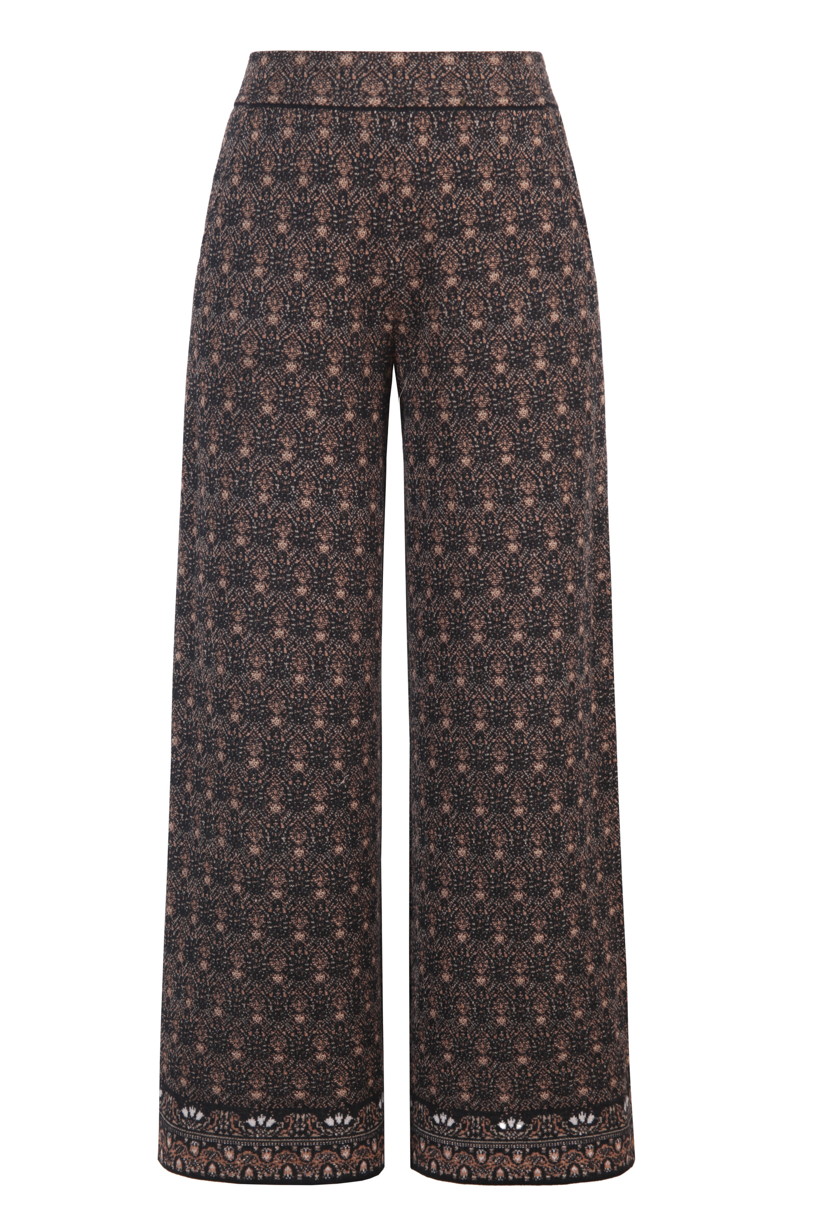 IVKO  Woman IVKO - Knit Pants Fika Floral Black | Pantalon de Luxe 100% Laine avec Taille Élastiquée